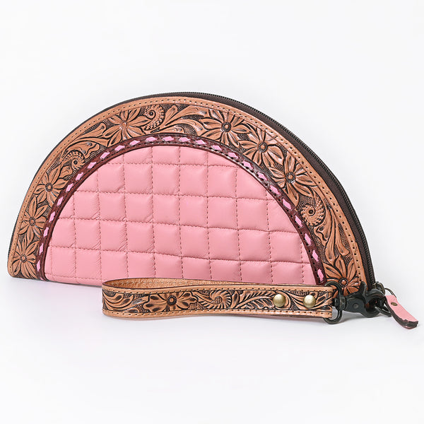 ADBG1666A American Darling Western Leather Taco Bag with Hand-Tooled Details and Quilted Design