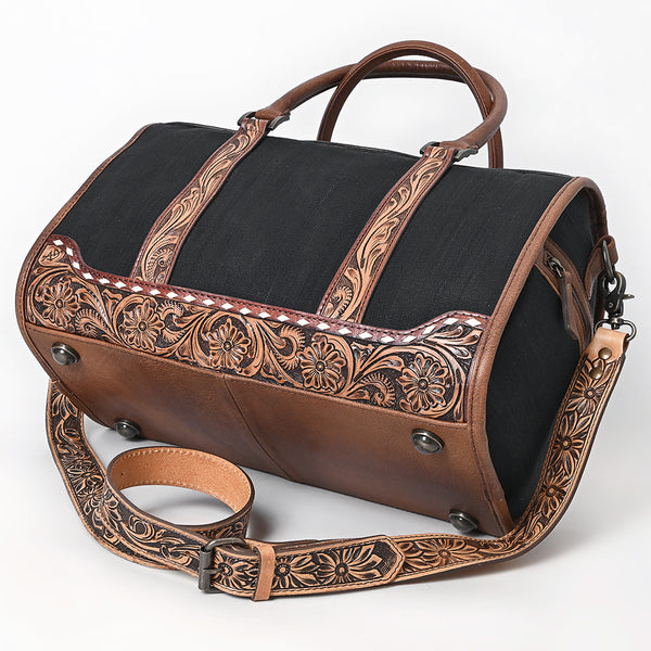 ADBG1765 American Darling Western Hand-Tooled Floral Duffel Bag in Premium Genuine Leather