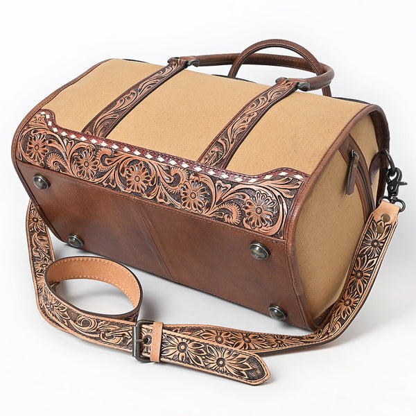 ADBG1765 American Darling Western Hand-Tooled Floral Duffel Bag in Premium Genuine Leather