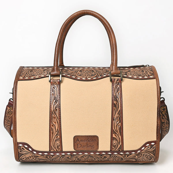 ADBG1765 American Darling Western Hand-Tooled Floral Duffel Bag in Premium Genuine Leather