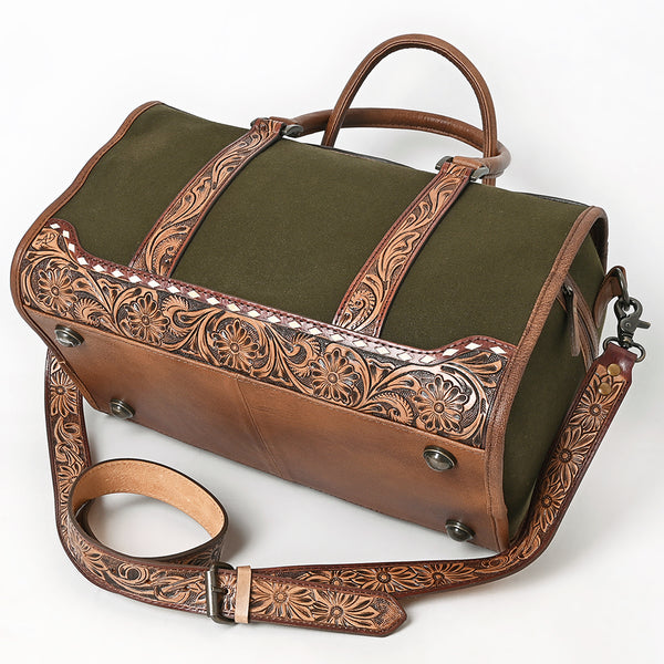 ADBG1765 American Darling Western Hand-Tooled Floral Duffel Bag in Premium Genuine Leather