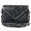 ADBG1767 American Darling Western Hand-Tooled Floral Envelop Bag - Quilted Leather Crossbody