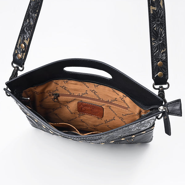 ADBG1770 American Darling Western Hand-Tooled Floral Clutch Bag - Premium Genuine Leather Crossbody