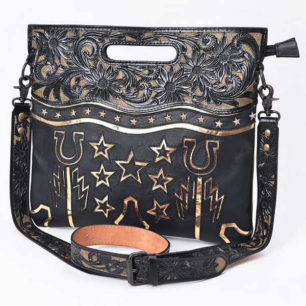 ADBG1770 American Darling Western Hand-Tooled Floral Clutch Bag - Premium Genuine Leather Crossbody