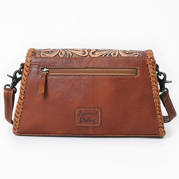 ADBG1771 American Darling Western Hand Tooled Floral Carved Small Cross body Bag in Genuine Leather