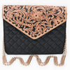 ADBGA829 American Darling Floral Carved Hand Tooled Quilted Leather Envelope
