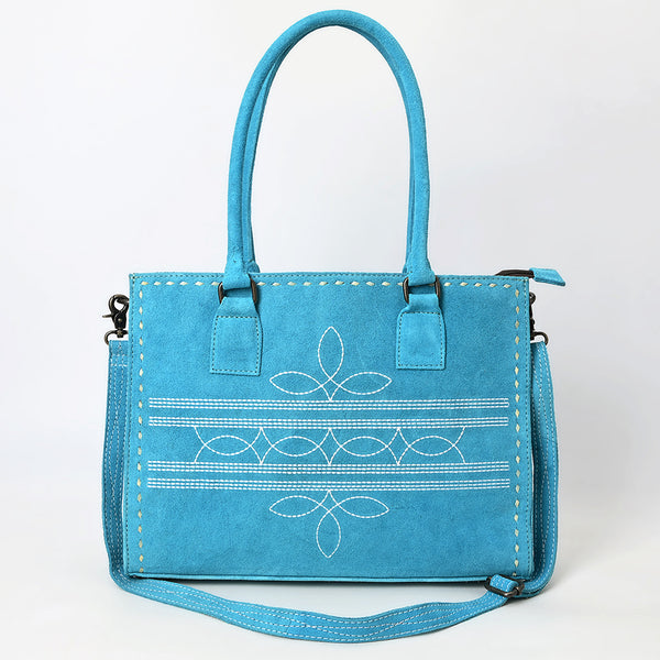 ADBG1553 American Darling Western Genuine Suede Leather Tote Bag with Buck Stitching | Handcrafted Everyday Tote