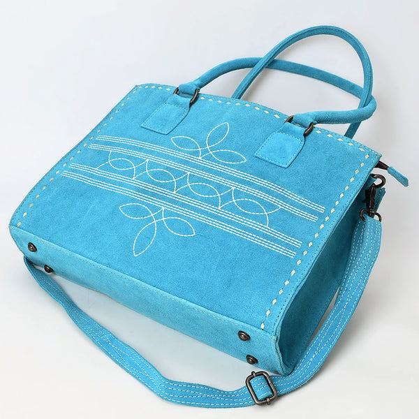 ADBG1553 American Darling Western Genuine Suede Leather Tote Bag with Buck Stitching | Handcrafted Everyday Tote