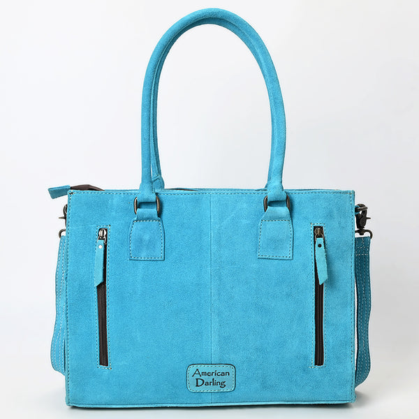 ADBG1553 American Darling Western Genuine Suede Leather Tote Bag with Buck Stitching | Handcrafted Everyday Tote