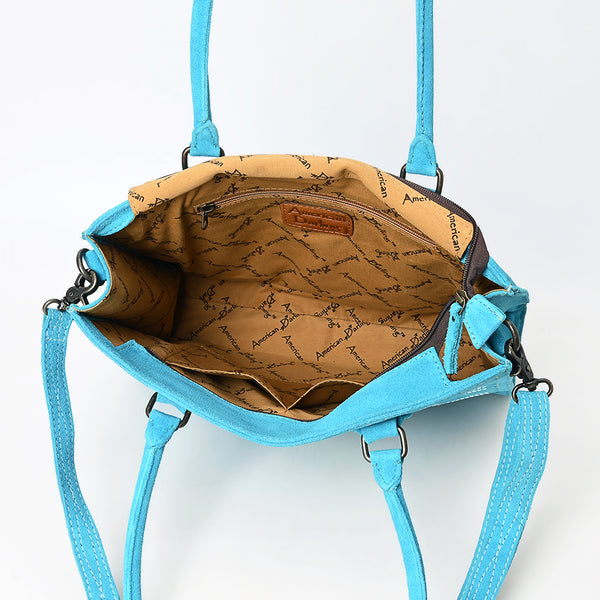 ADBG1553 American Darling Western Genuine Suede Leather Tote Bag with Buck Stitching | Handcrafted Everyday Tote