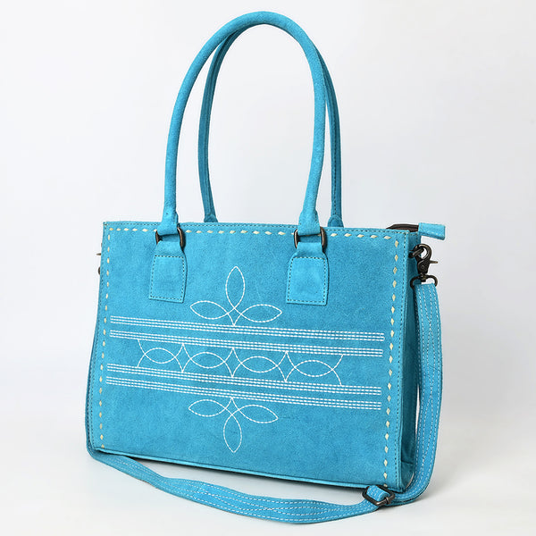 ADBG1553 American Darling Western Genuine Suede Leather Tote Bag with Buck Stitching | Handcrafted Everyday Tote