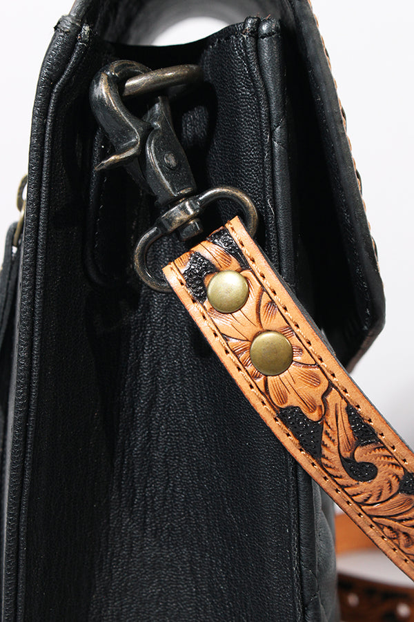ADBG1780 American Darling Hand-Tooled Floral Cross body Bag - Quilted Western Leather Purse