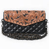 ADBG1782 American Darling Hand-Tooled Floral Small Cross body Bag - Quilted Western Leather Purse