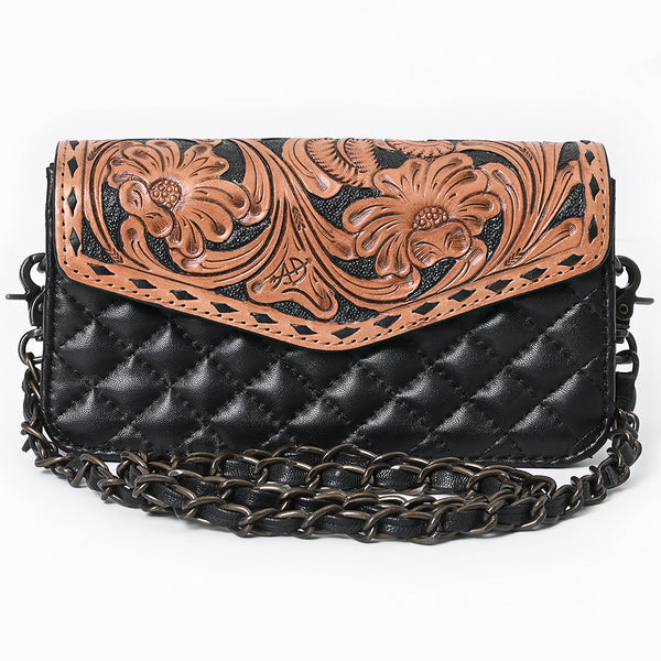 ADBG1782 American Darling Hand-Tooled Floral Small Cross body Bag - Quilted Western Leather Purse