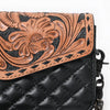 ADBG1782 American Darling Hand-Tooled Floral Small Cross body Bag - Quilted Western Leather Purse