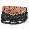 ADBG1782 American Darling Hand-Tooled Floral Small Cross body Bag - Quilted Western Leather Purse