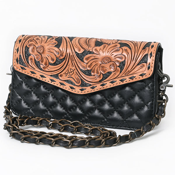 ADBG1782 American Darling Hand-Tooled Floral Small Cross body Bag - Quilted Western Leather Purse