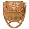 ADBGA836 American Darling Genuine Suede Leather Fringe Cross body Bag with Embroidery