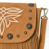 ADBGA836 American Darling Genuine Suede Leather Fringe Cross body Bag with Embroidery