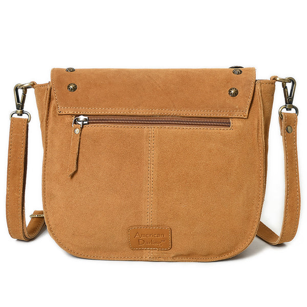 ADBGA836 American Darling Genuine Suede Leather Fringe Cross body Bag with Embroidery