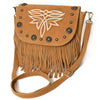 ADBGA836 American Darling Genuine Suede Leather Fringe Cross body Bag with Embroidery