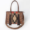 ADBG1783 American Darling Hand-Tooled Floral Tote Bag - Woven Saddle Blanket Western Leather Purse
