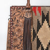 ADBG1783 American Darling Hand-Tooled Floral Tote Bag - Woven Saddle Blanket Western Leather Purse