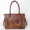 ADBG1783 American Darling Hand-Tooled Floral Tote Bag - Woven Saddle Blanket Western Leather Purse