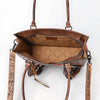 ADBG1783 American Darling Hand-Tooled Floral Tote Bag - Woven Saddle Blanket Western Leather Purse
