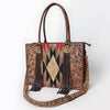 ADBG1783 American Darling Hand-Tooled Floral Tote Bag - Woven Saddle Blanket Western Leather Purse