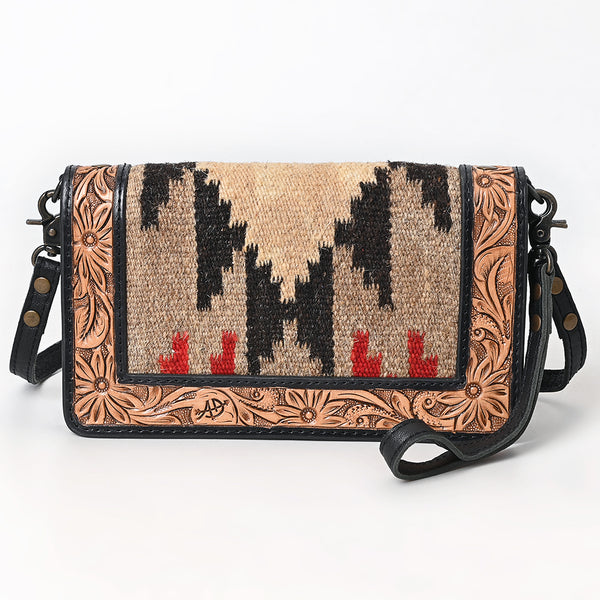 ADBG1784 American Darling Hand Tooled Floral Organiser Bag - Hand Woven Saddle Blanket Western Leather