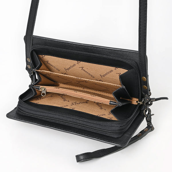 ADBG1784 American Darling Hand Tooled Floral Organiser Bag - Hand Woven Saddle Blanket Western Leather