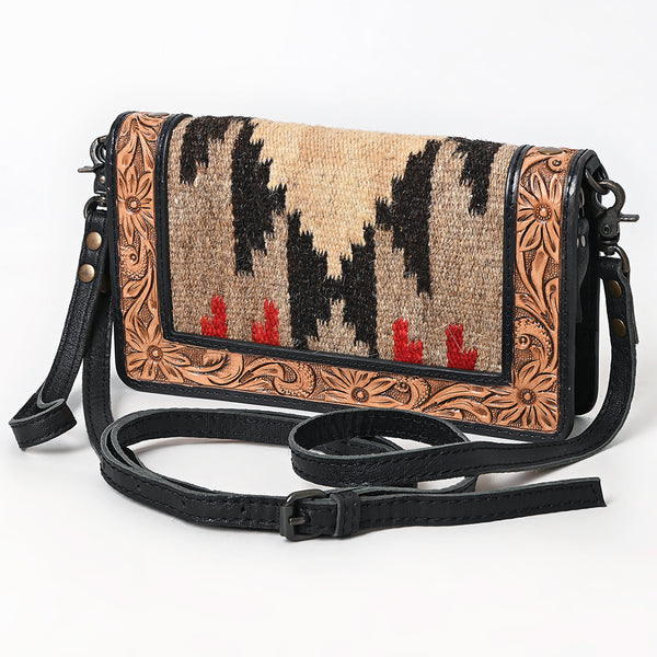 ADBG1784 American Darling Hand Tooled Floral Organiser Bag - Hand Woven Saddle Blanket Western Leather