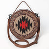 ADBG1785 American Darling Hand Tooled Floral Canteen Bag - Hand-Woven Saddle Blanket Western Bag