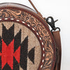 ADBG1785 American Darling Hand Tooled Floral Canteen Bag - Hand-Woven Saddle Blanket Western Bag