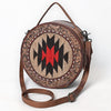 ADBG1785 American Darling Hand Tooled Floral Canteen Bag - Hand-Woven Saddle Blanket Western Bag