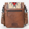 ADBG1786 American Darling Hand Tooled Floral Messenger Bag - Cowhide & Saddle Blanket Western Purse