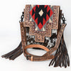 ADBG1786 American Darling Hand Tooled Floral Messenger Bag - Cowhide & Saddle Blanket Western Purse