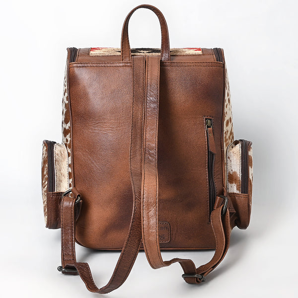 ADBG1787 American Darling Hand Tooled Floral Backpack Bag - Woven Saddle Blanket & Cowhide Western Bag