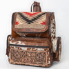 ADBG1787 American Darling Hand Tooled Floral Backpack Bag - Woven Saddle Blanket & Cowhide Western Bag