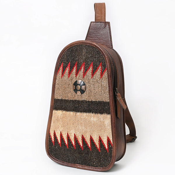 ADBG1788 American Darling Western Sling Bag - Handcrafted Woven Saddle Blanket Leather Crossbody