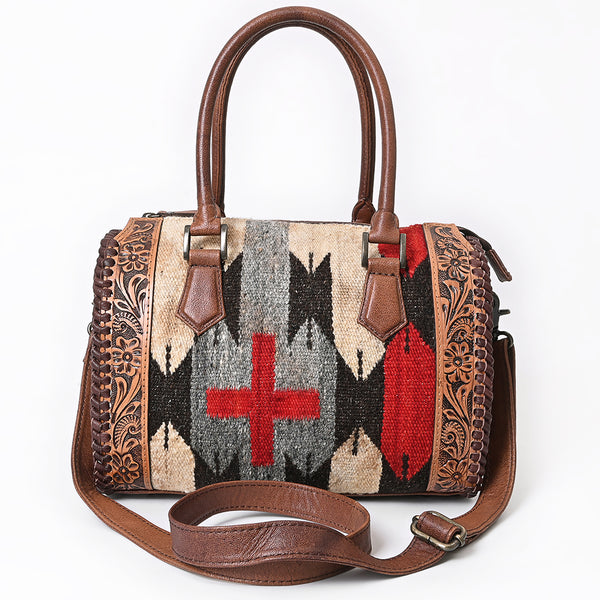 ADBG1789 American Darling Western Leather Speedy Bag - Handcrafted Floral Tooled & Saddle Blanket Purse