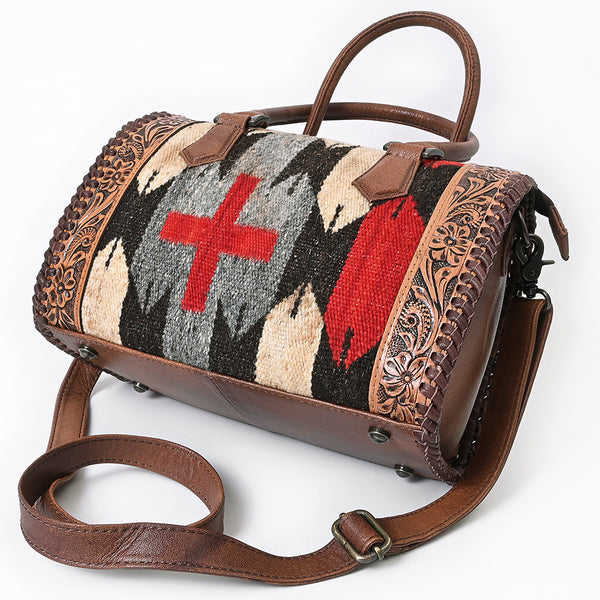 ADBG1789 American Darling Western Leather Speedy Bag - Handcrafted Floral Tooled & Saddle Blanket Purse