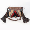 ADBG1790 American Darling Hand Tooled Floral Cross body Bag - Hand Woven Saddle Blanket Western Leather Purse