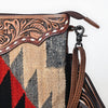 ADBG1790 American Darling Hand Tooled Floral Cross body Bag - Hand Woven Saddle Blanket Western Leather Purse