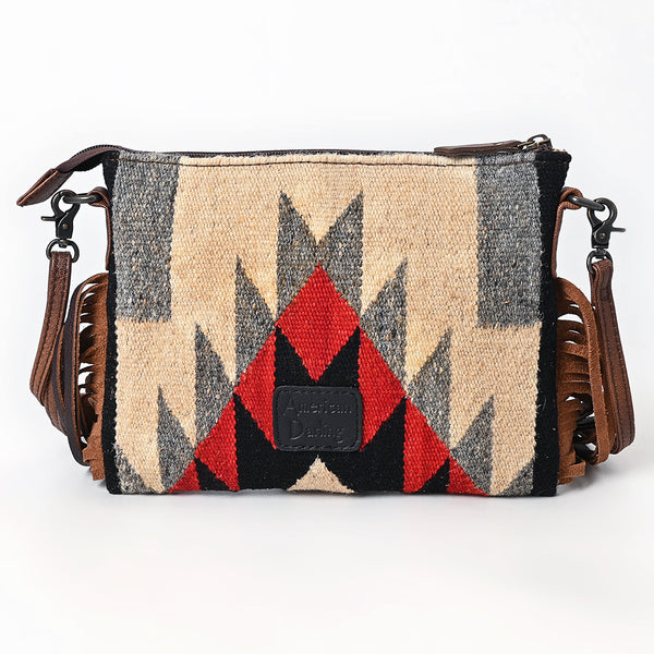 ADBG1790 American Darling Hand Tooled Floral Cross body Bag - Hand Woven Saddle Blanket Western Leather Purse