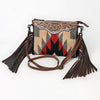 ADBG1790 American Darling Hand Tooled Floral Cross body Bag - Hand Woven Saddle Blanket Western Leather Purse