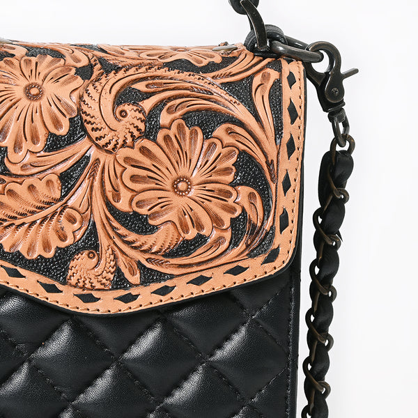 ADBG1794 American Darling Hand Tooled Floral Cell Phone Case - Quilted Western Leather Purse