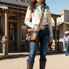 ADBGM744 American Darling Hair-On Cowhide Cross body Bag with Fringes and Concho
