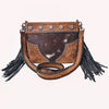 ADBGM744 American Darling Hair-On Cowhide Cross body Bag with Fringes and Concho